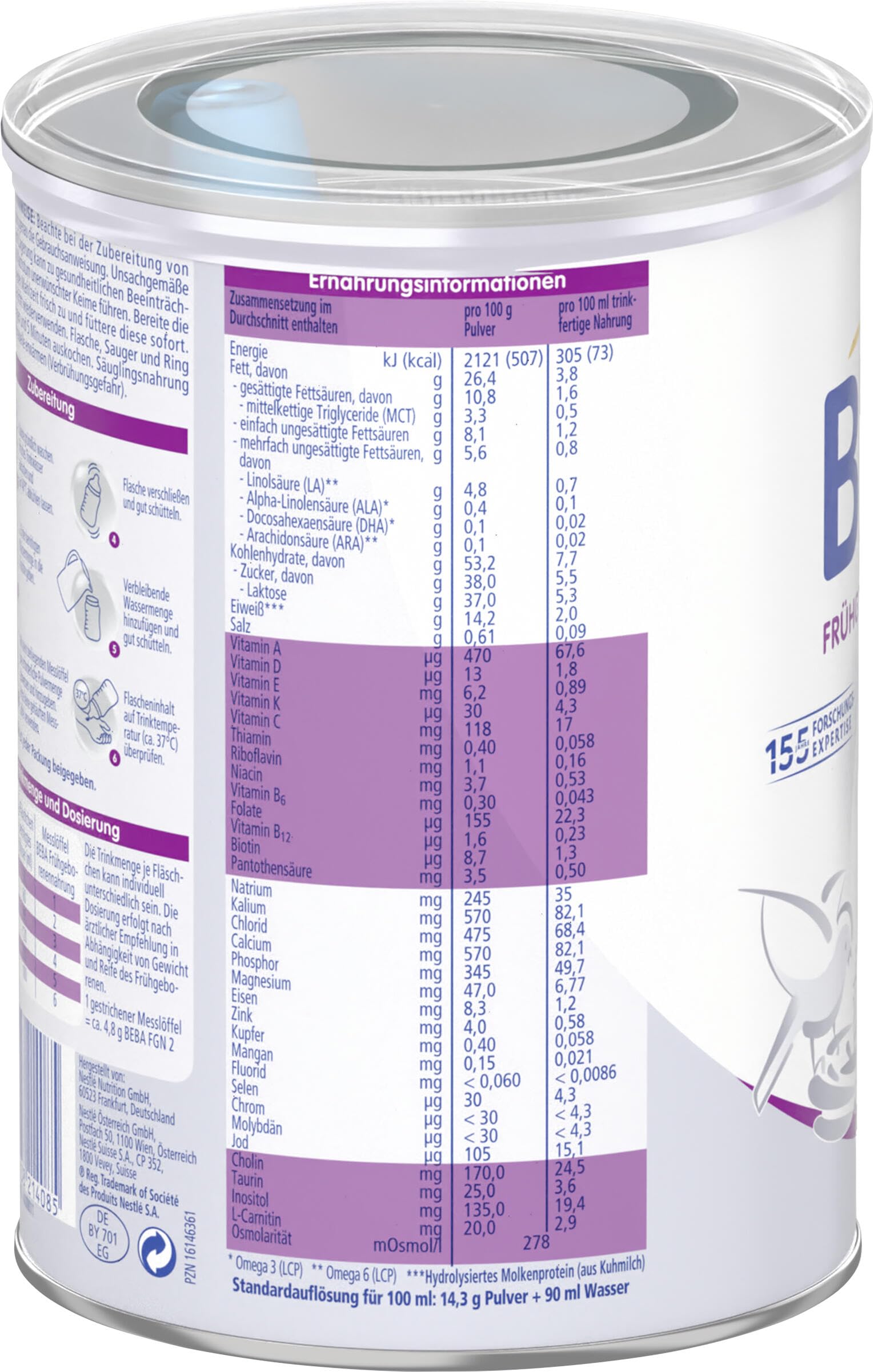 beba-fr-hgeborenennahrung-stufe-2-milchpulver-400g image 2