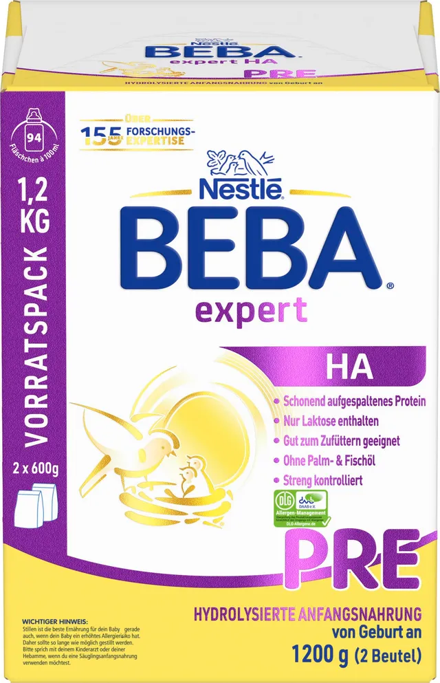 beba-expert-ha-pre-anfangsnahrung-2x600g-hydrolysiert-ohne-palm-l image 1