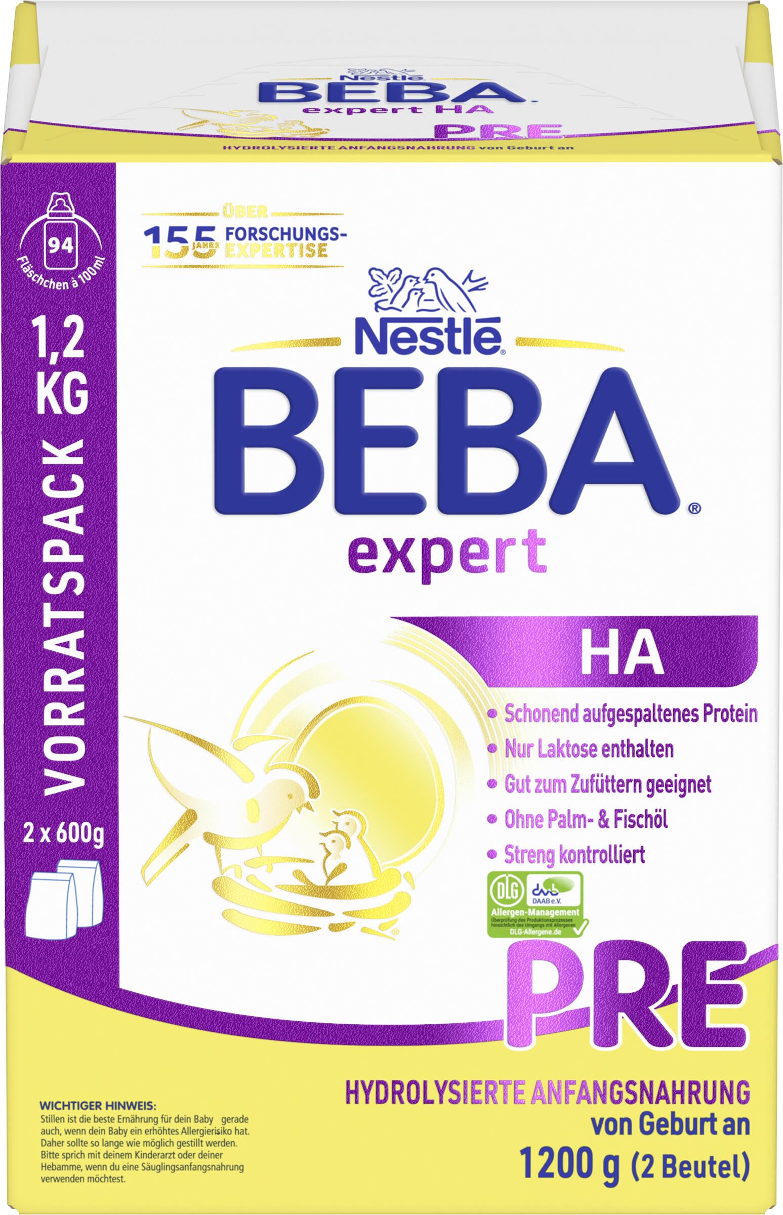beba-expert-ha-pre-anfangsnahrung-2x600g-hydrolysiert-ohne-palm-l image 1